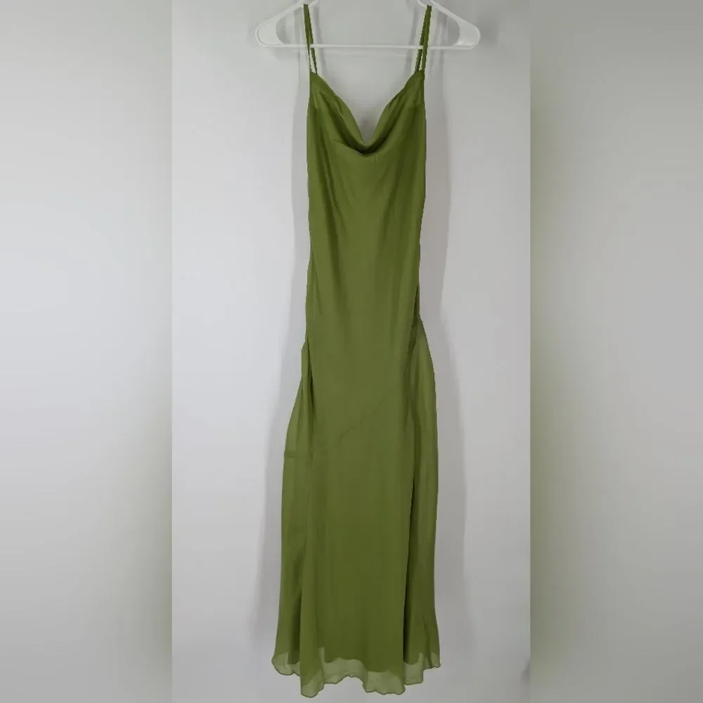 Abercrombie & Fitch Y2K Inspired Green Cowl Neck Slip Maxi Dress X-Small XS NWT